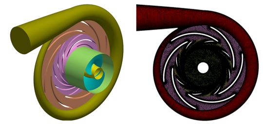 CFturboで作成されたポンプ形状に対するHeldenMeshでの格子作成